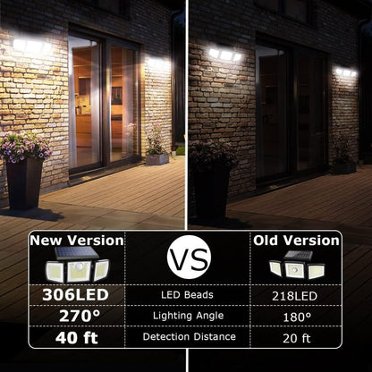 New Adjustable 306 LED Solar Motion Sensor Security Light – Bright, Energy-Efficient Outdoor Security Lighting JY2110